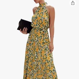 Amazon Halter Style Backless Floral Dress